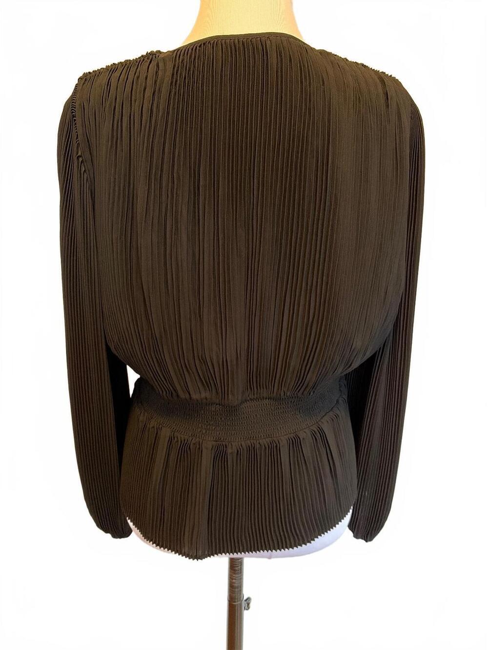 The Kooples Black Pleated Faux Wrap Blouse 3 L Peplum Romantic Parisian Chic - Picture 2 of 7